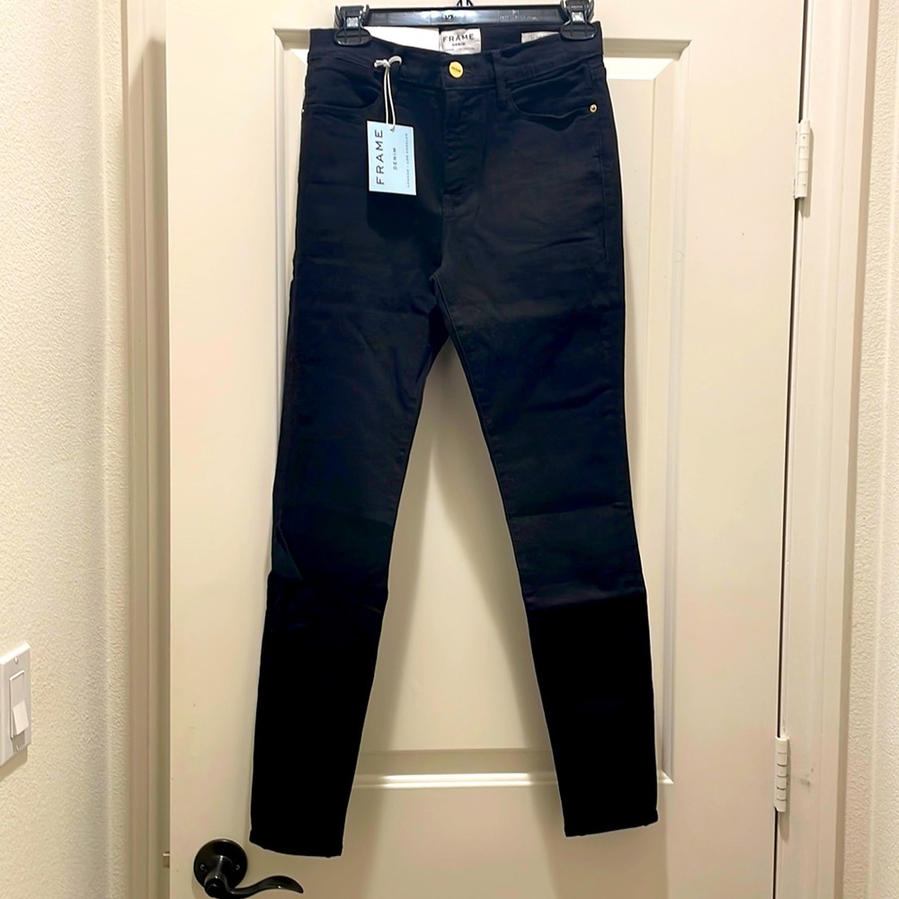 Frame Denim - size 28. Color black. Le High Skinny - high rise skinny fit.